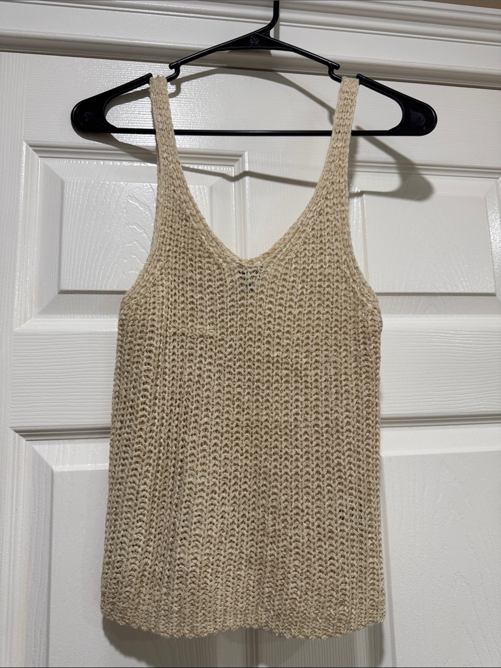 Beige Crochet Knit Tank Top